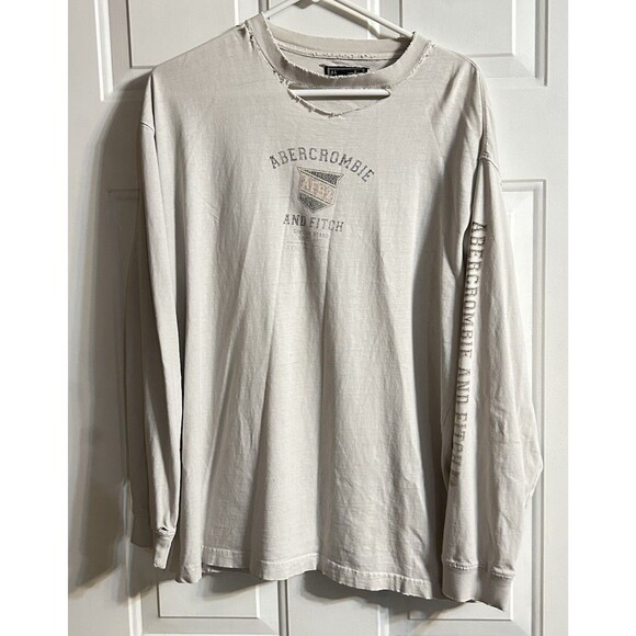 Abercrombie & Fitch Other - Abercrombie & Fitch Y2K 1990’s Off White Long Sleeve Tee THRASHED Vintage L